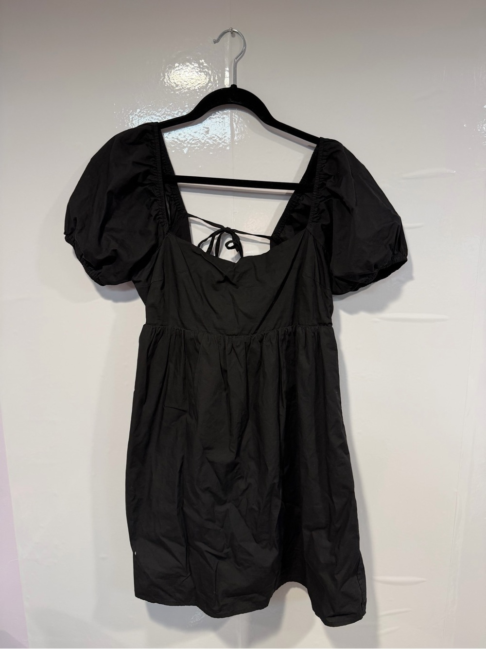 Black‎ Puff-Sleeve Mini Dress - Classic Women's Style Le Lis 100% cotton